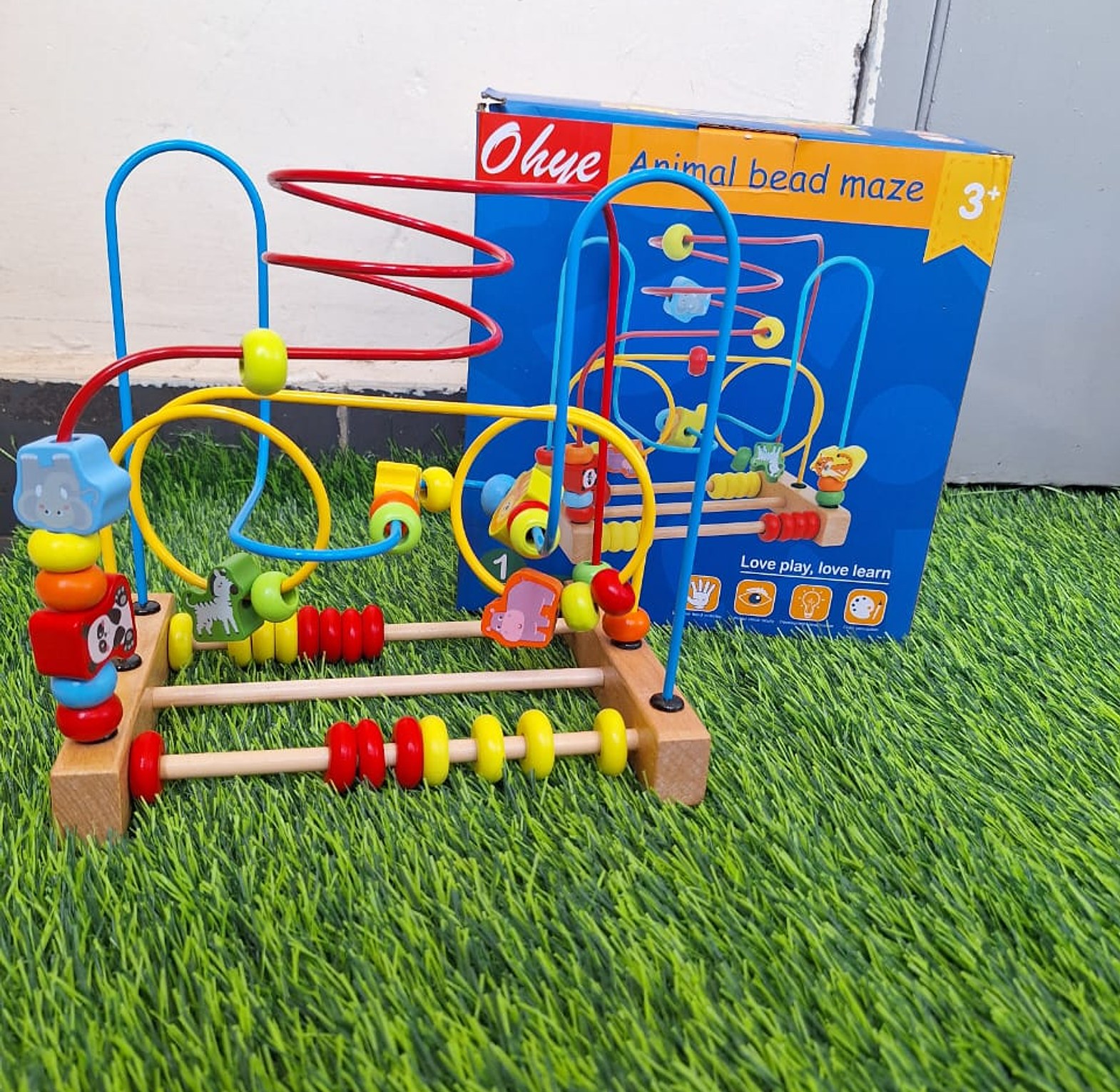 Wooden Animal Bead Maze, Animal-Themed Roller Coaster Bead Maze. image