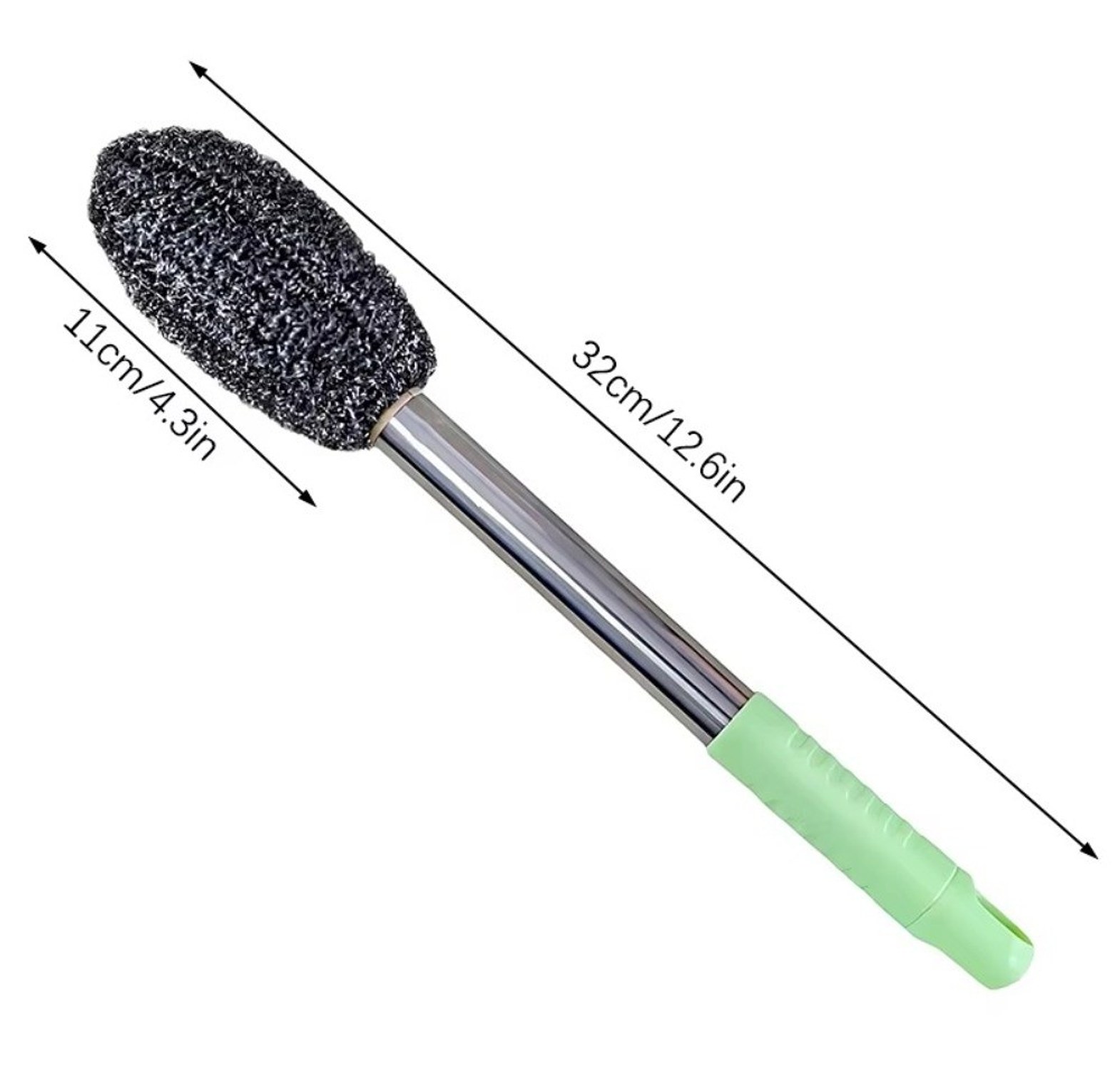 New Portable Steel Wool Cleaning Brush with Long Stainless Steel Handle image
