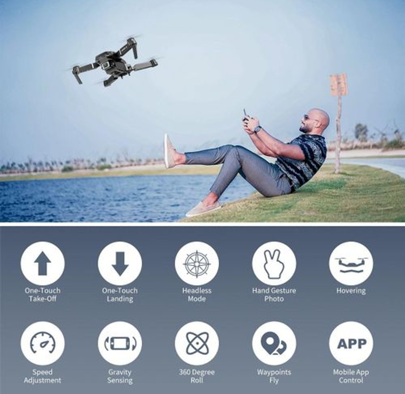 DRONE. Foldable Drone RC Quadcopter E88 Pro Drone with 4K Camera image