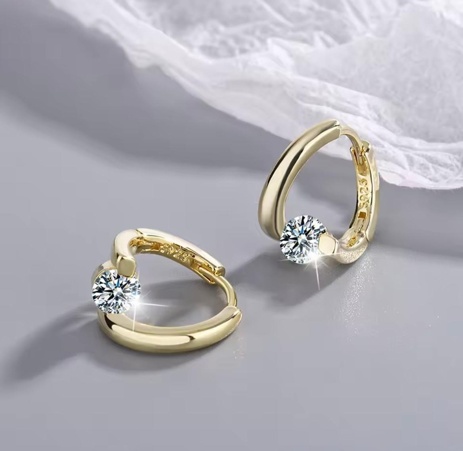 Eternal Solitaire Huggie Hoops image