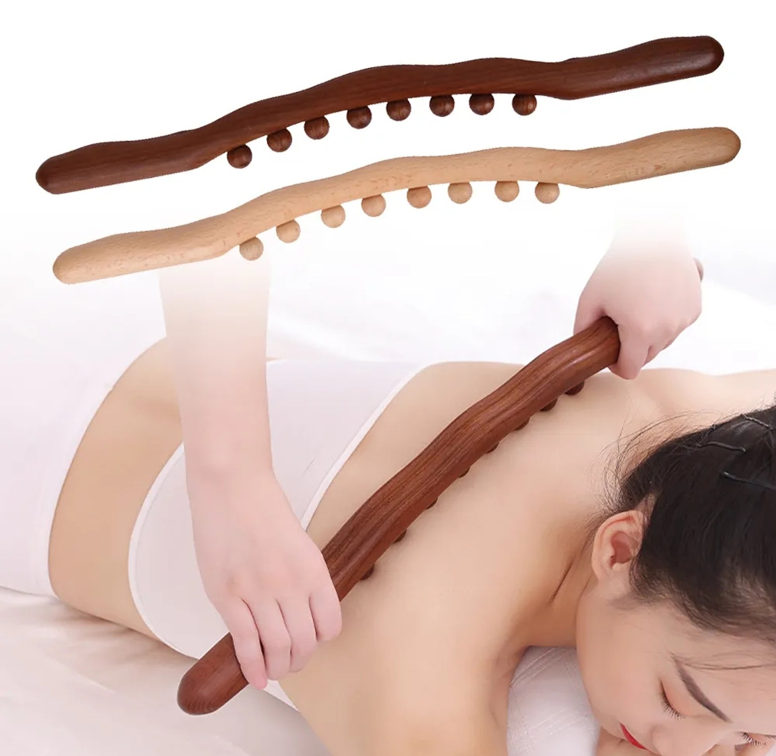 Wooden Guasha Massage Stick Roller for Full Body Deep Tissue Therapy, 8-Point Muscle Relief Tool for Neck and Back Pain image