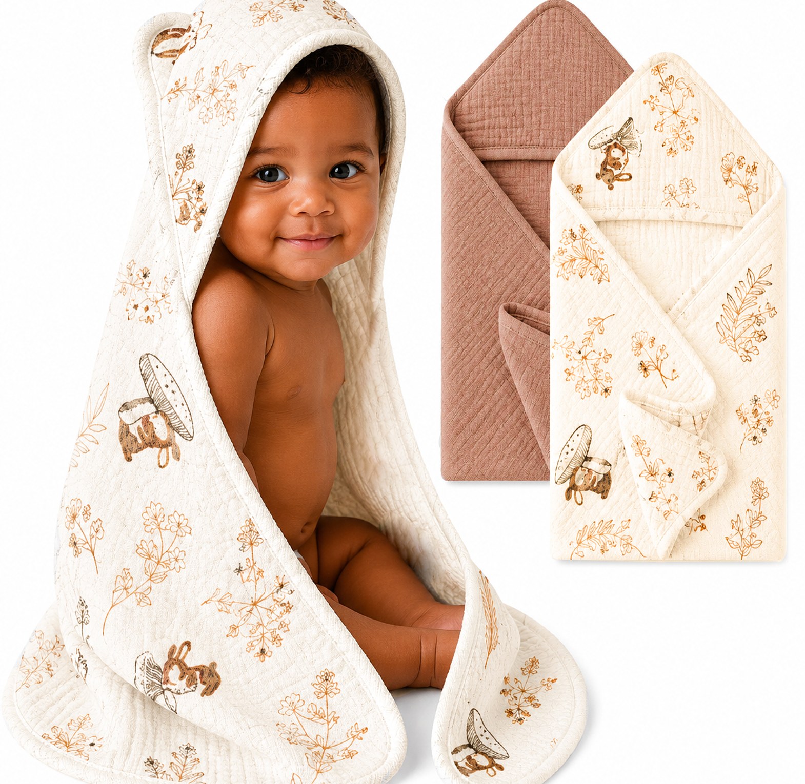 Premium Muslin Cotton Hooded Baby Towel image