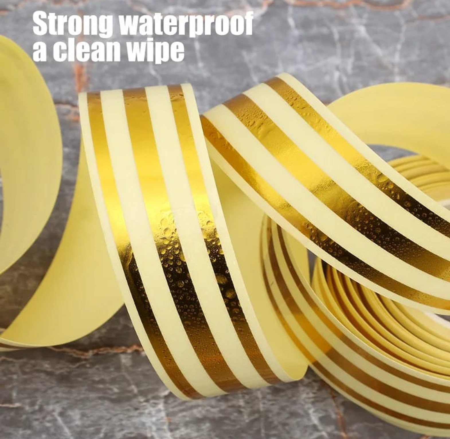 Waterproof Self Adhesive Tile Gap Tape Gold Grout Line Sticker Trim Strip for Kitchen and Bathroom Decor image