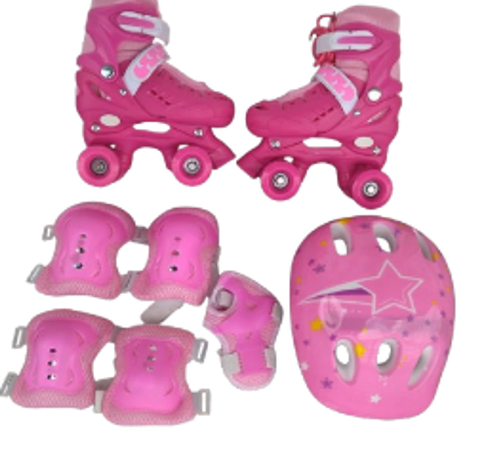 Roller Skates. Full Set Of Children's Quad Roller Skates Comes with a helmet and protective gear Size 27 To 38 image
