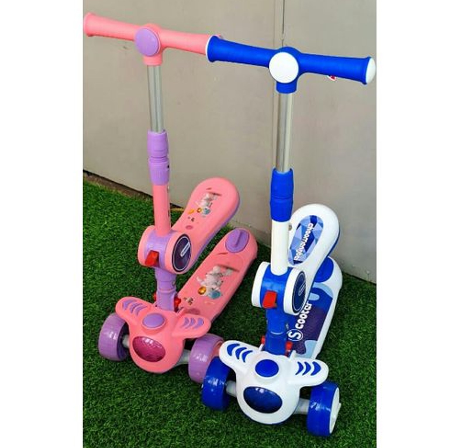 2-in-1 Kids Scooter – Adjustable Height, Foldable Design, And Rear Brake image