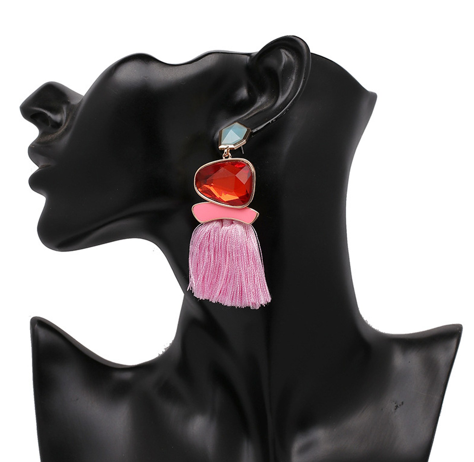 Pink tassel earrings  image