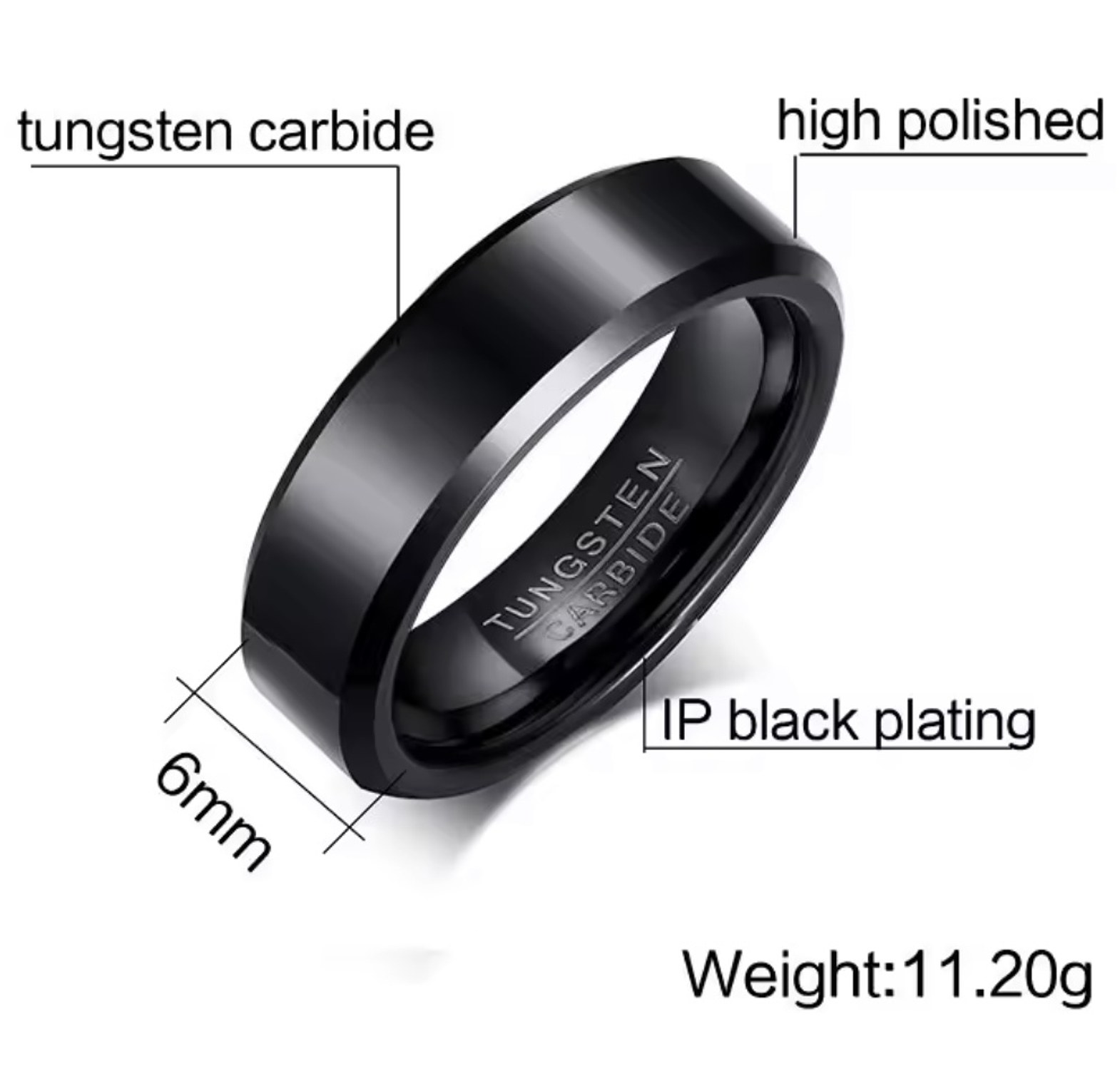 Apex Polished Tungsten Comfort Ring image