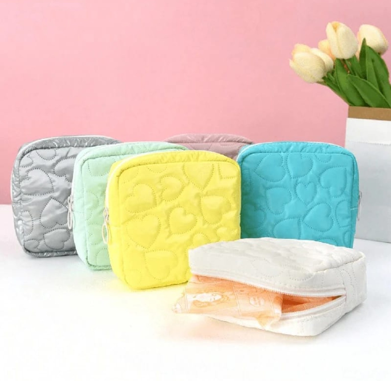New Candy Color Square Glossy Cosmetic Bag image