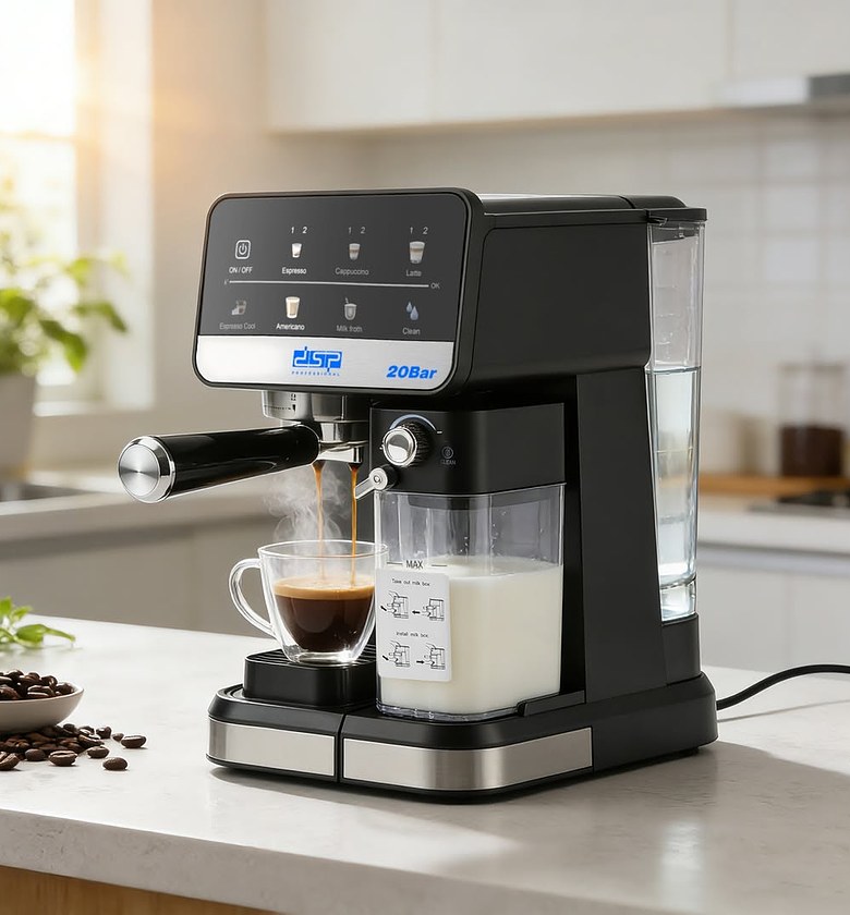 DSP Expresso Coffee Maker with ULKA 20 Bar Pump & Automatic Milk Frother image