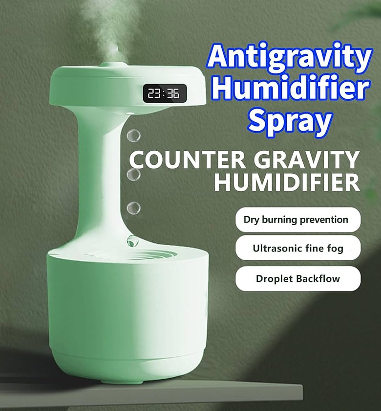 Anti-Gravity Air Humidifier, 800ml Ultrasonic Mist Maker, LED Display & Low Noise, Perfect for Home or Office Decor, image