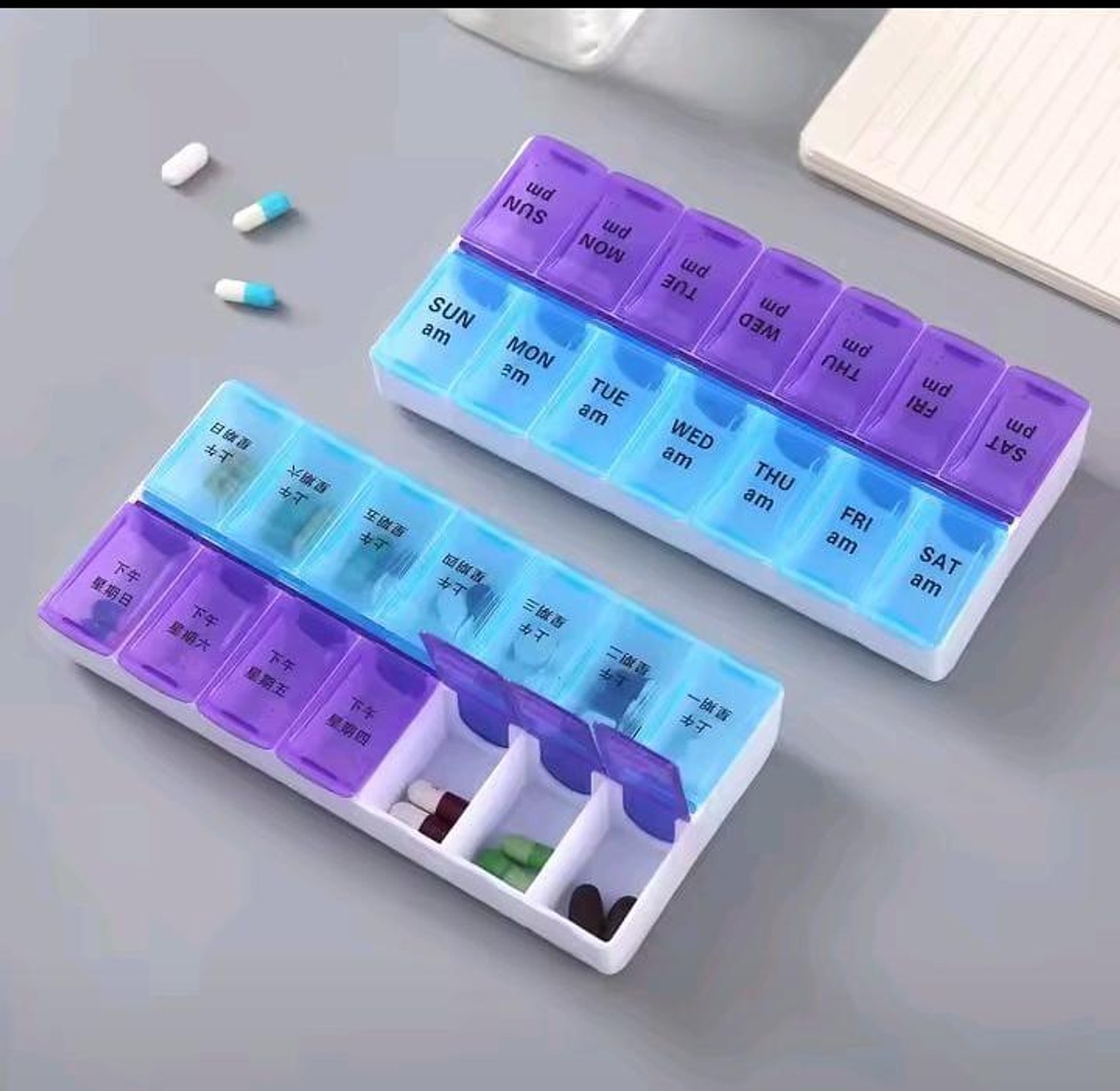 2-Times-A-Day Weekly Pill Organizer, 7 Day AM PM Medicine Box & Vitamin Planner for Home & Travel image