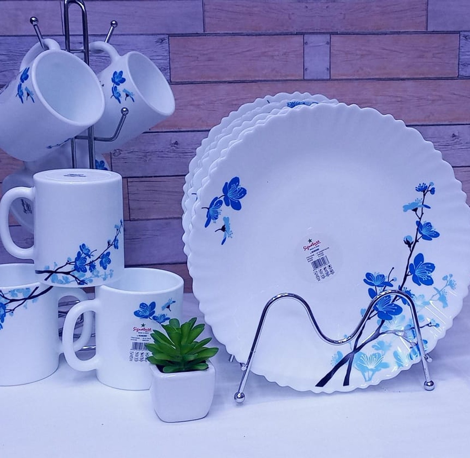 Set Of 6 pc mug  6 pc plate Beautiful Dinner Serving Ceramic Plates image