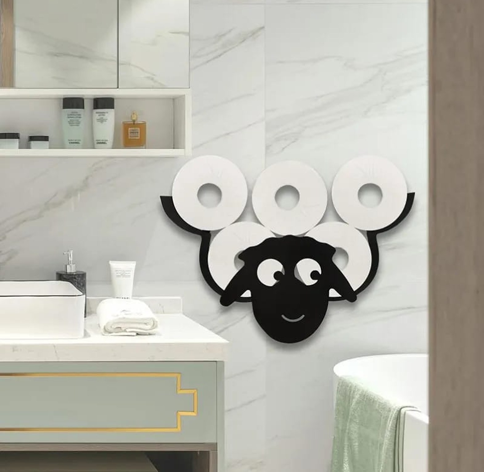 Sheep Decorative Toilet Paper Holder Wall Mounted image