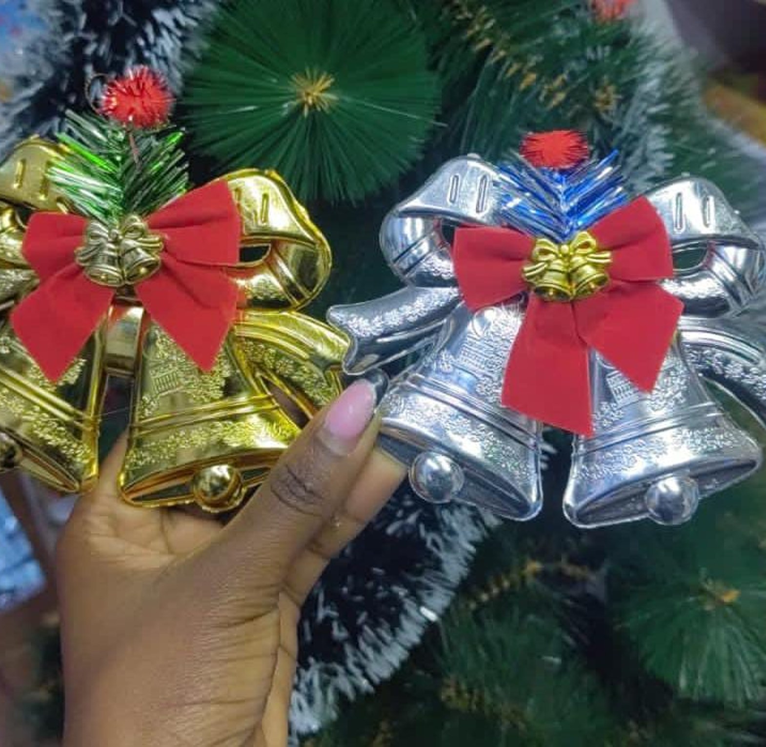 Christmas Tree Decorations. Christmas Bells (3pcs) – Decorative Holiday Hanging Ornaments for Tree, Wreath & Gift Wrapping image