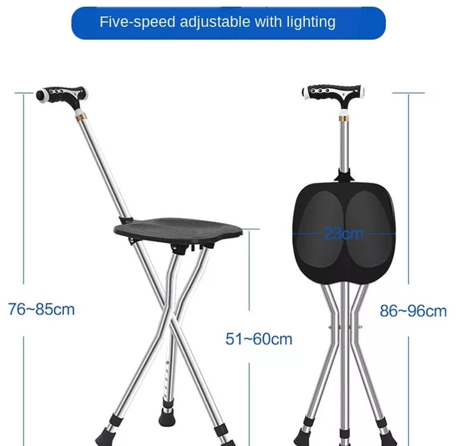 2-in-1 Elderly Walking Stick with Stool image