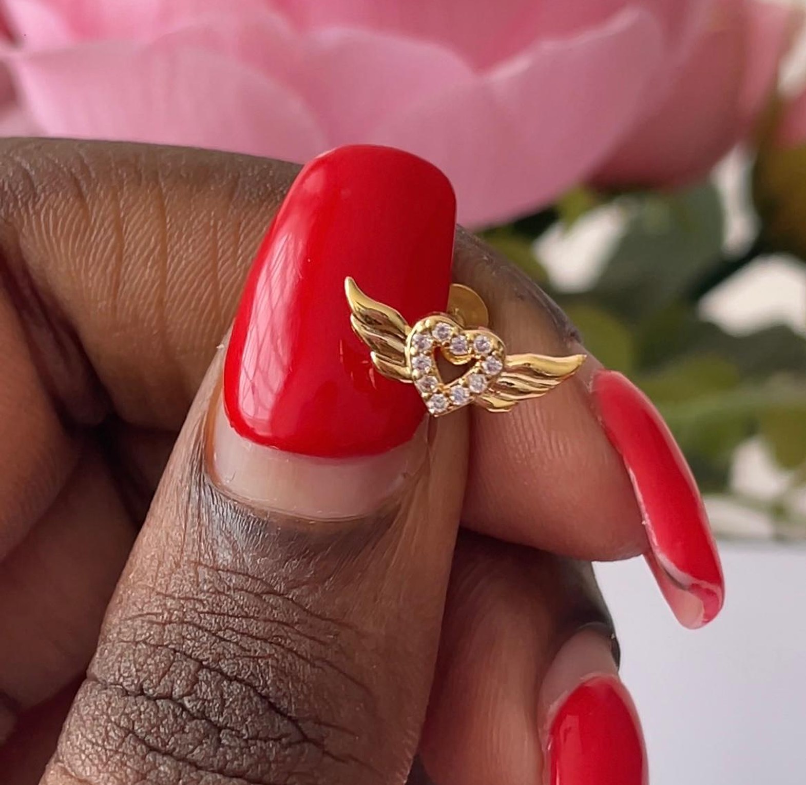 Angelic Heart Wing Flat Back Stud image