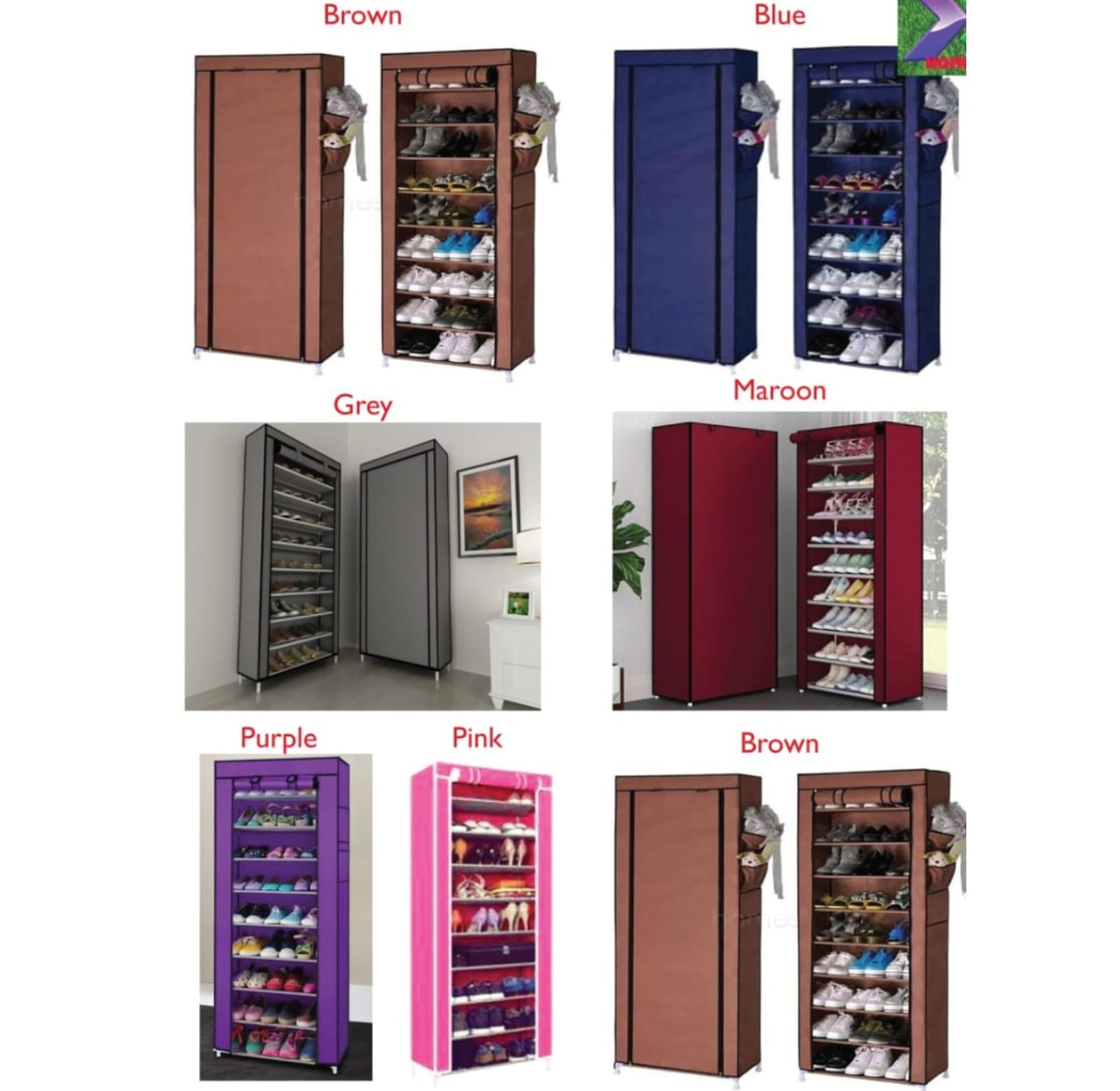 10 Layers Free Standing Shoe Rack Organizer With Cover image