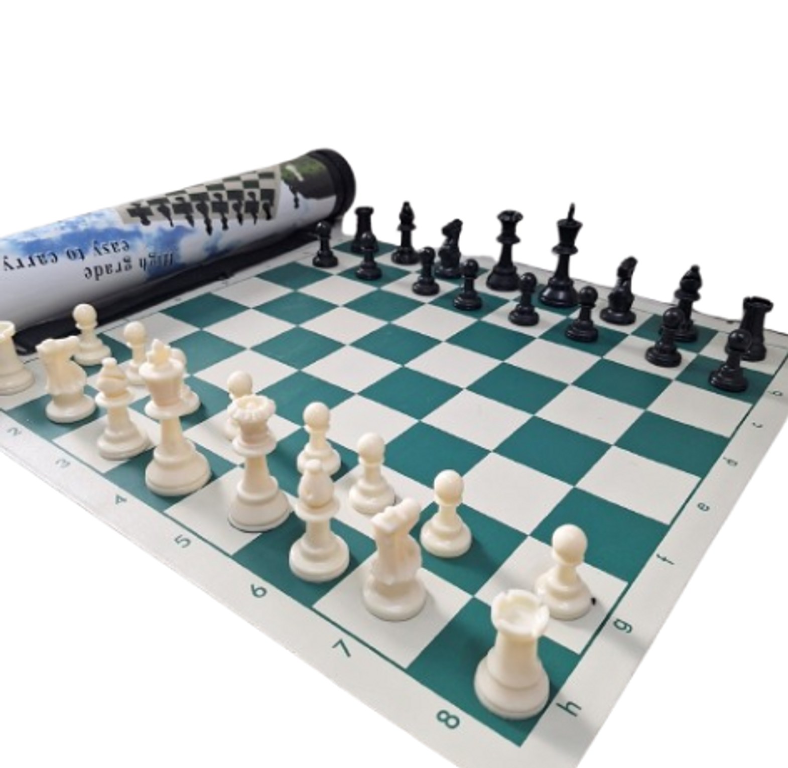 Portable Tournament Chess Board Game Mat size 50cm by 50cm + FREE Carrier Bag and a free chess watch   image