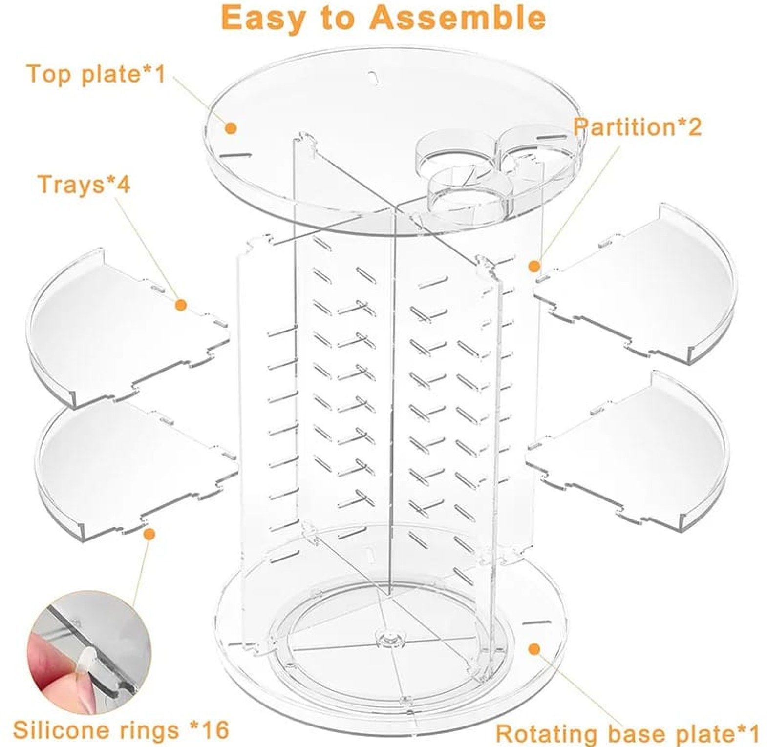 High-end luxury 2025 women’s rotating makeup organizer with brush holder for stylish and organized storage. image