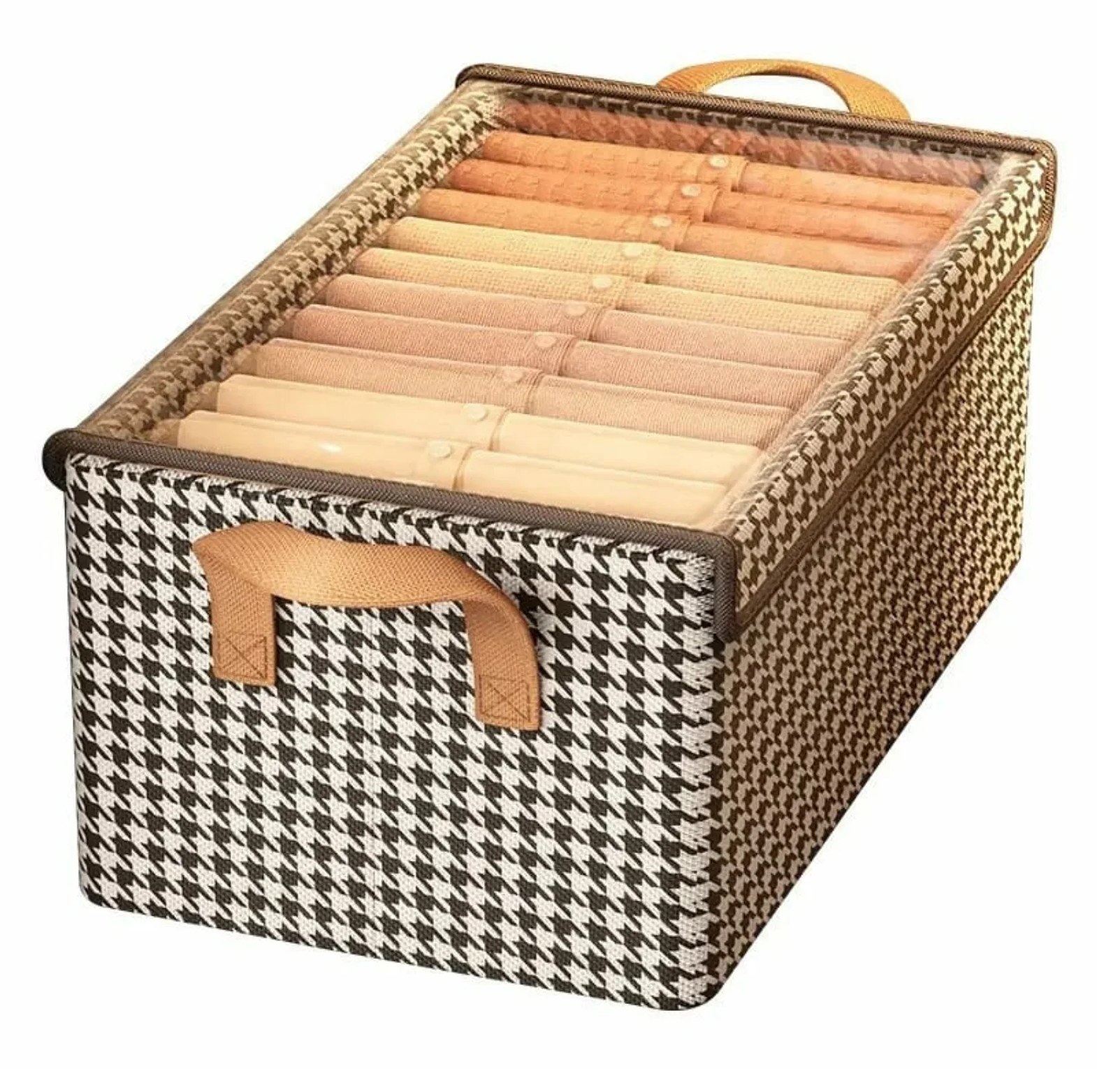Houndstooth Pattern Collapsible Wardrobe Organizer with Clear View Cover image