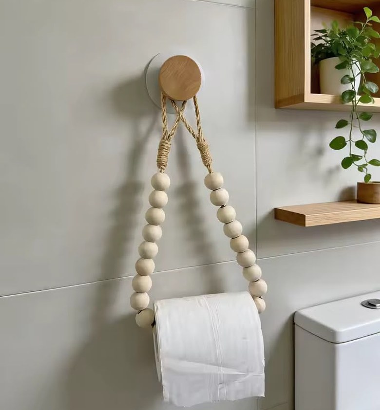 Elegant Wooden Bead Paper Towel Holder image