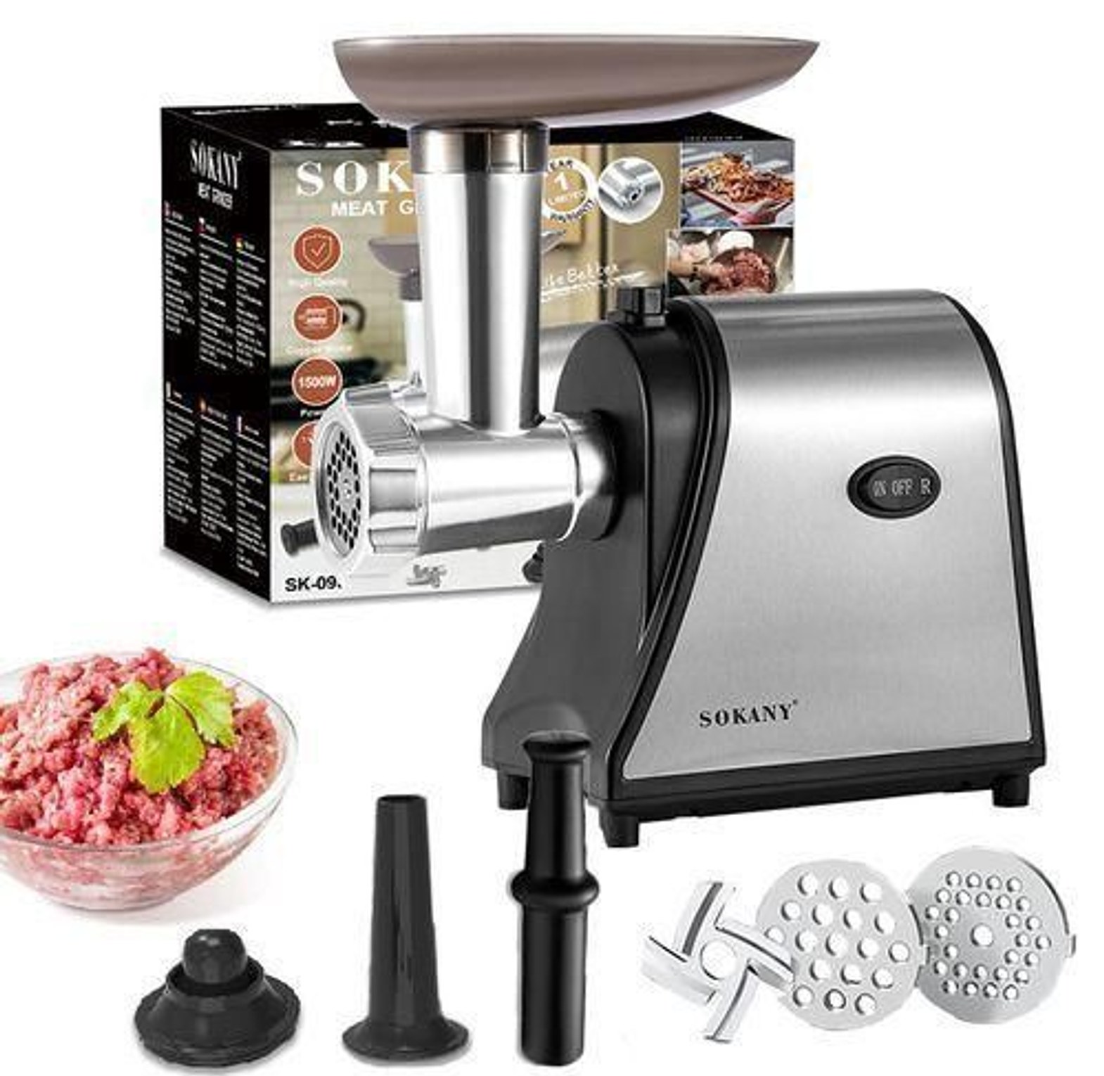 Sokany Multifunctional/ Commercial Electric Meat Mincer / Grinder stainless steel - 2500watts image