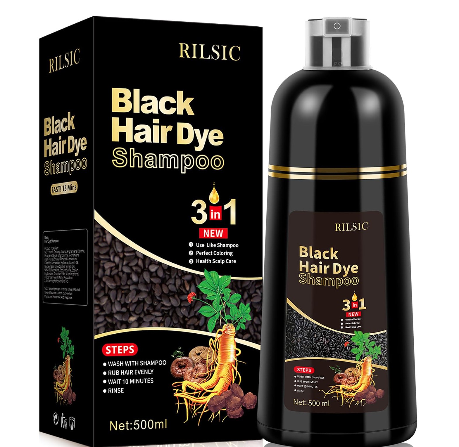Keratine Queen Black Hair Dye Shampoo 3-in-1 – 420 ml image
