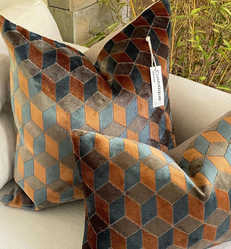 RUST GEO CUSHION image