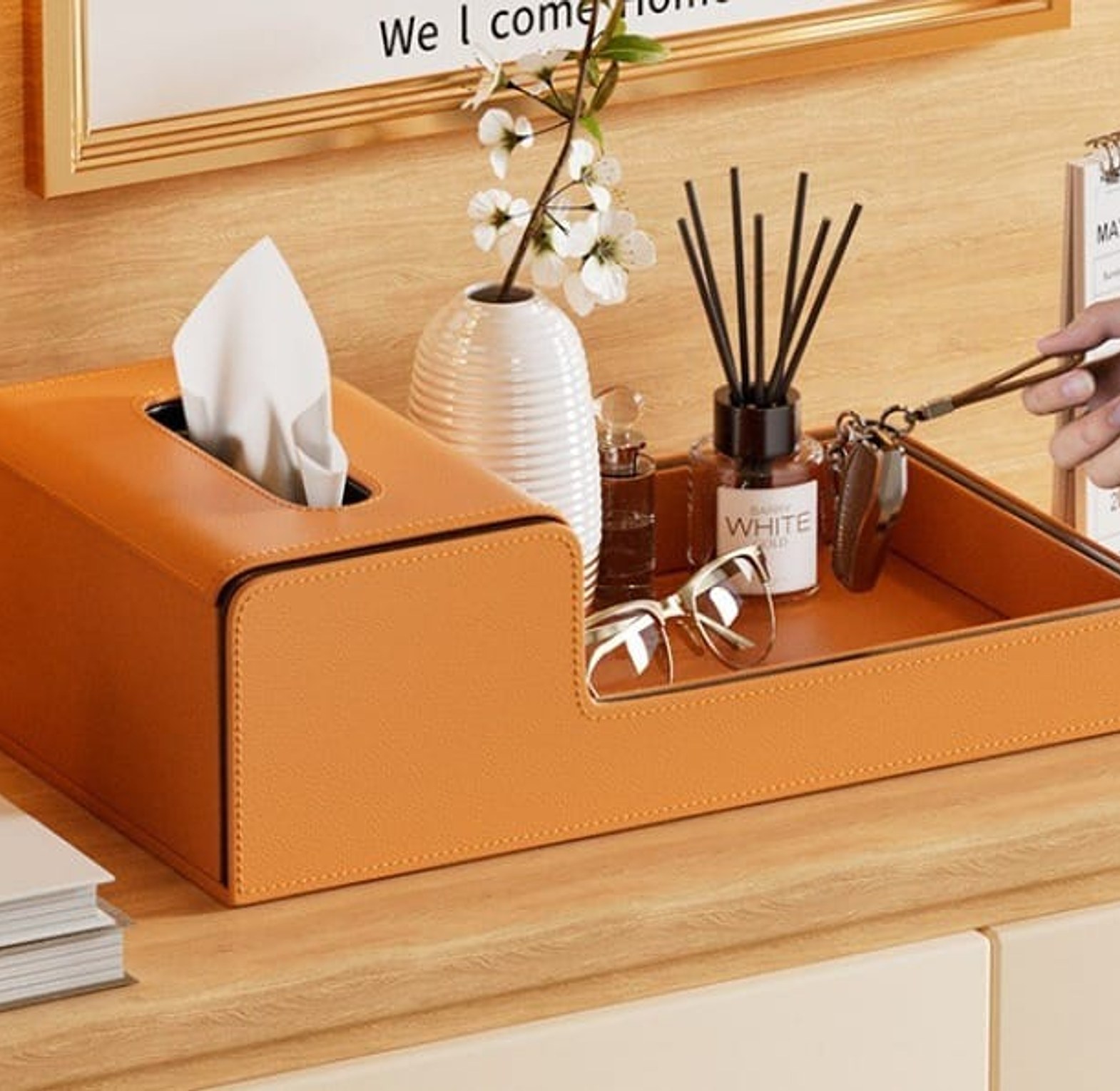 Luxury Leather Tissue Box Organizer image