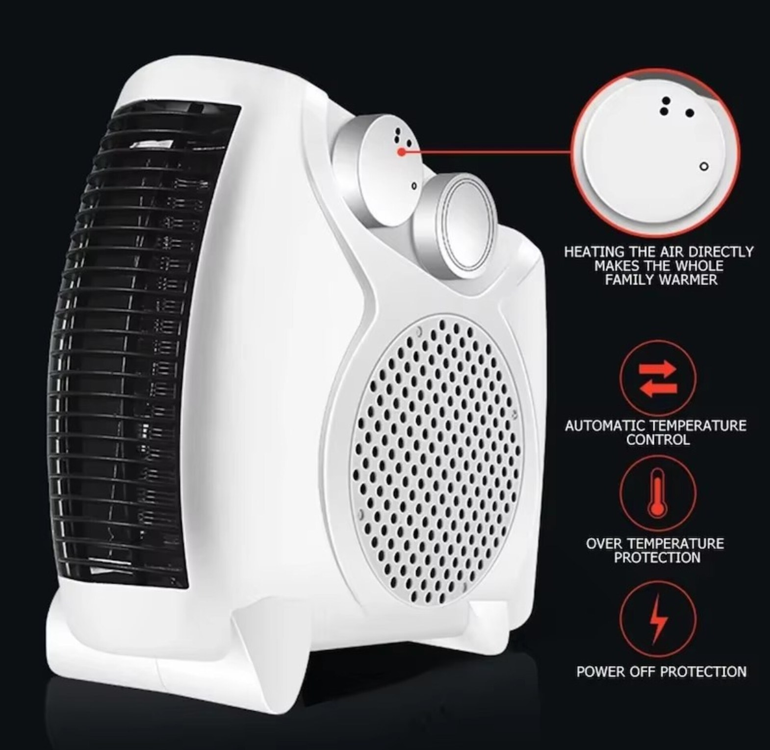 Portable Electric Fan Heater 2000W Auto Thermostat Home Office Room Warmer image