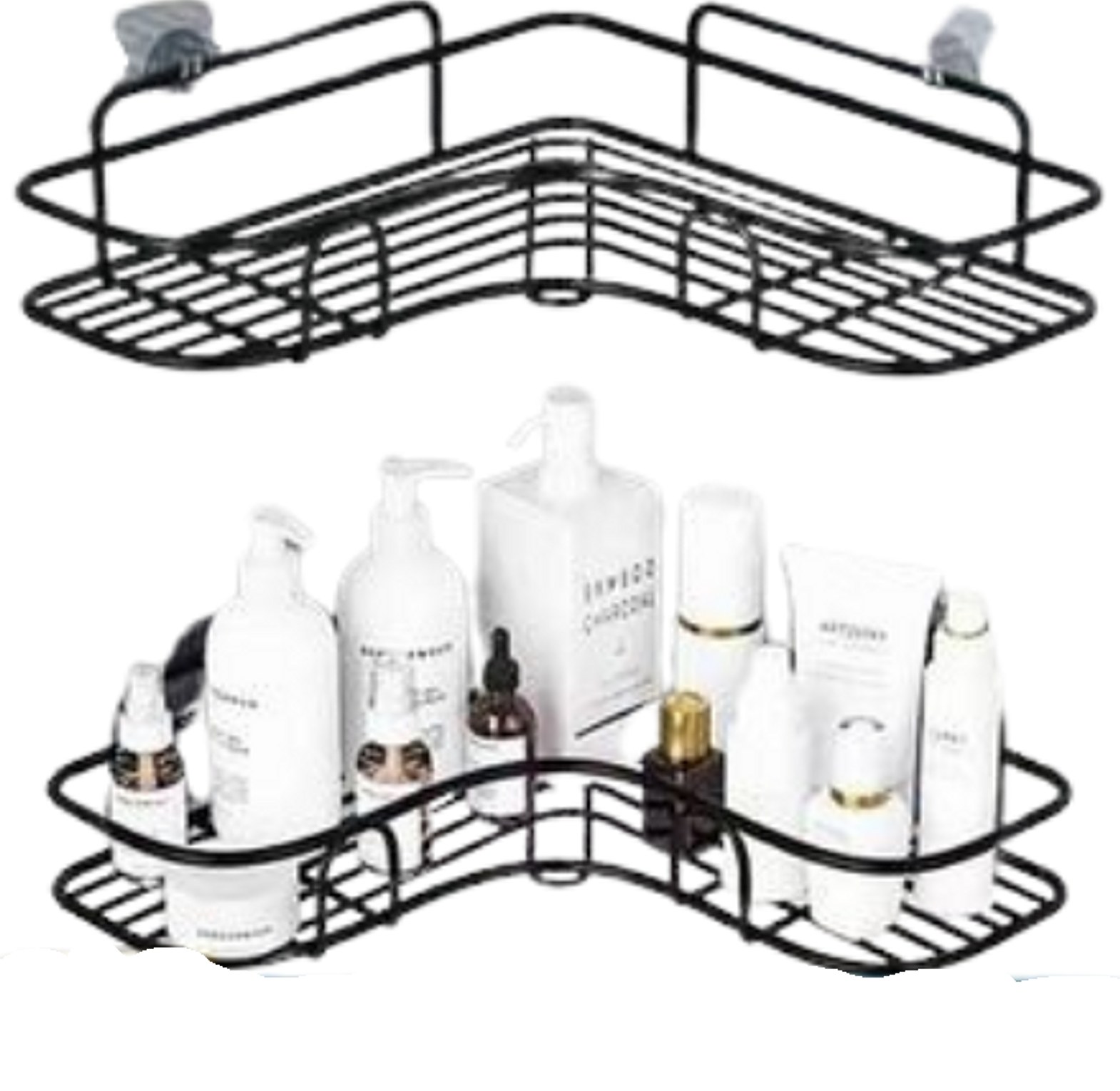 Self-Adhesive Metal Bathroom Corner Shelf Organizer.  image