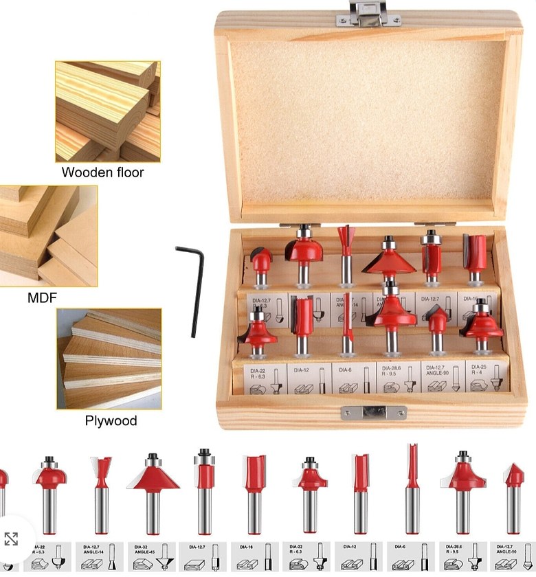 12 pieces router bits image