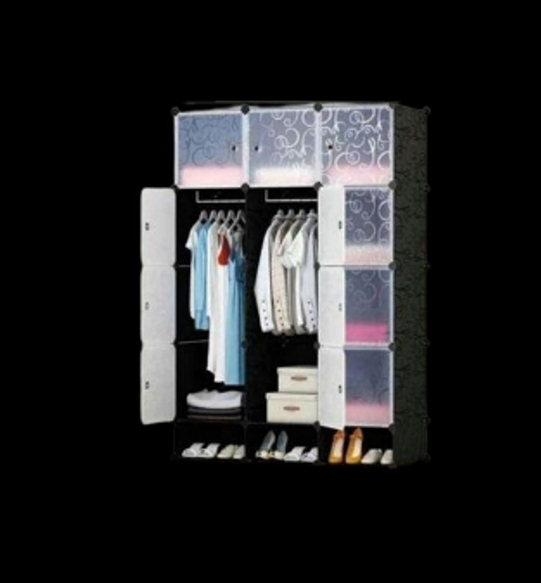 Modern Heavy Duty Portable 3-Column Plastic Wardrobes. image