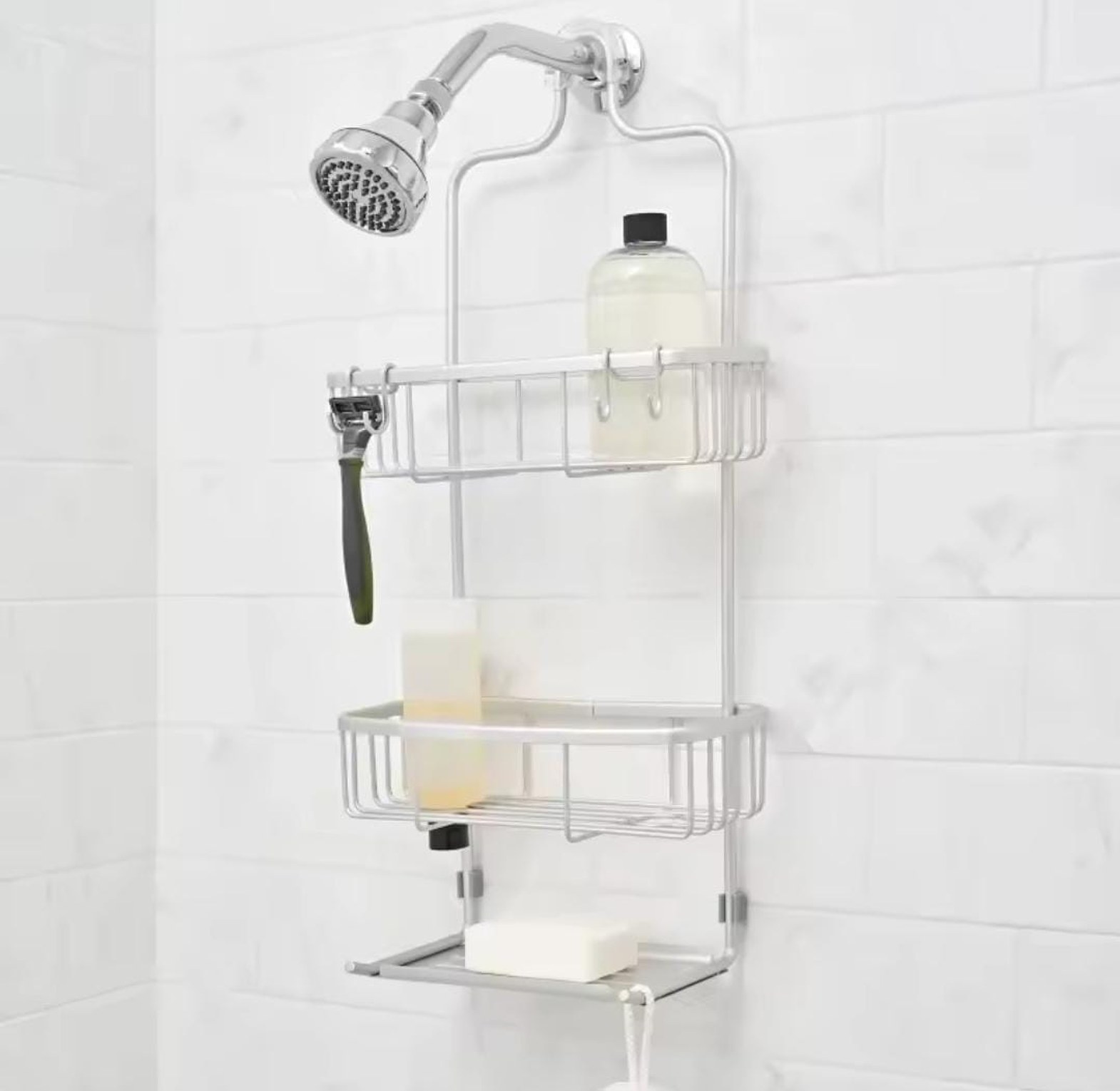 3-Tier Aluminum Shower Caddy Rustproof Bathroom Organizer Rack image