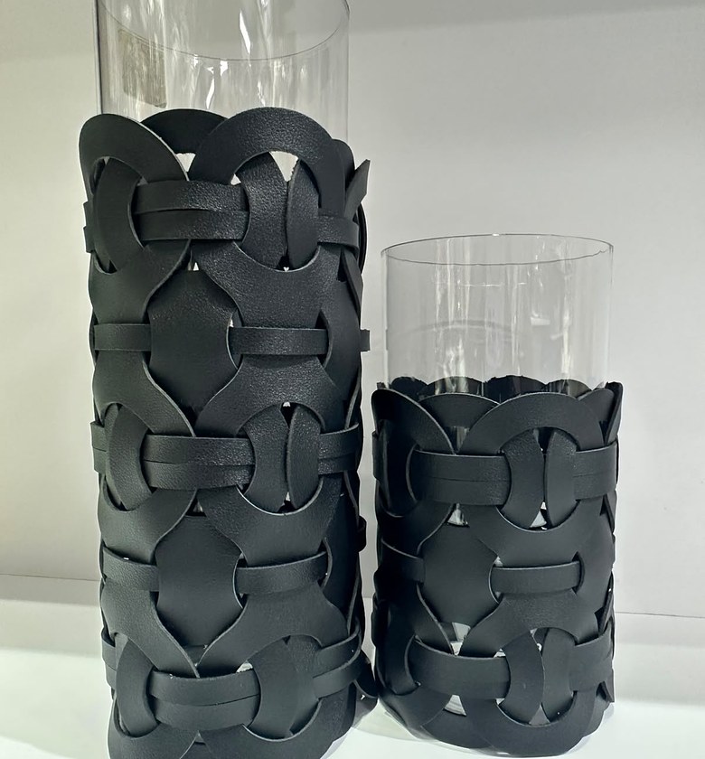 White&black Vase with Leather image