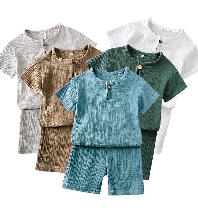 Muslin Cotton Boys Baby Short Set image