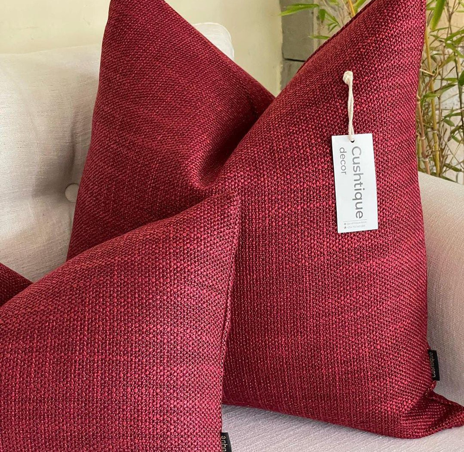 BURGUNDY WEAVE CUSHION image
