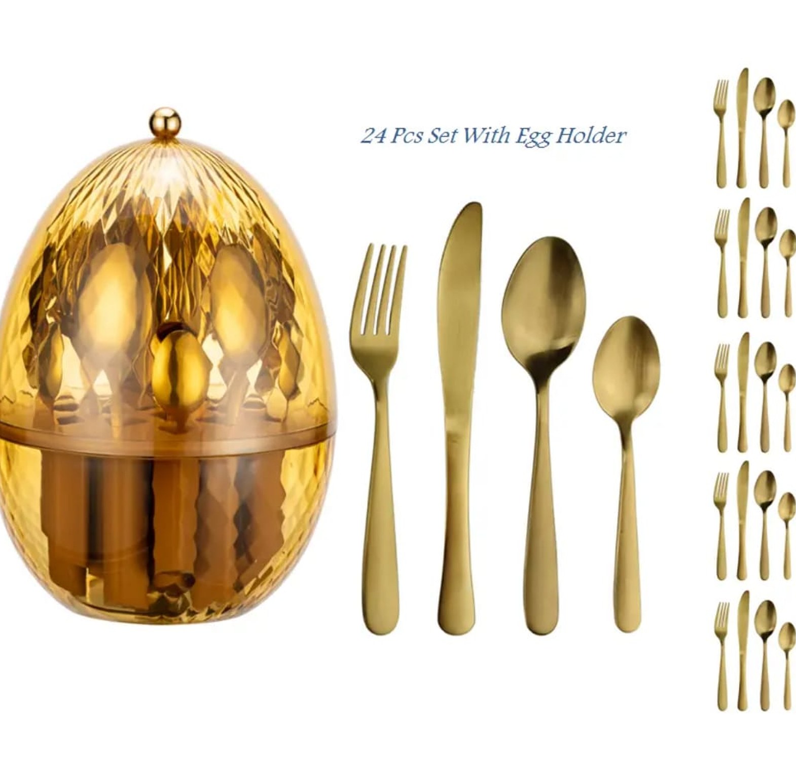 24pcs Cutlery Set with Egg-shaped Organizer image