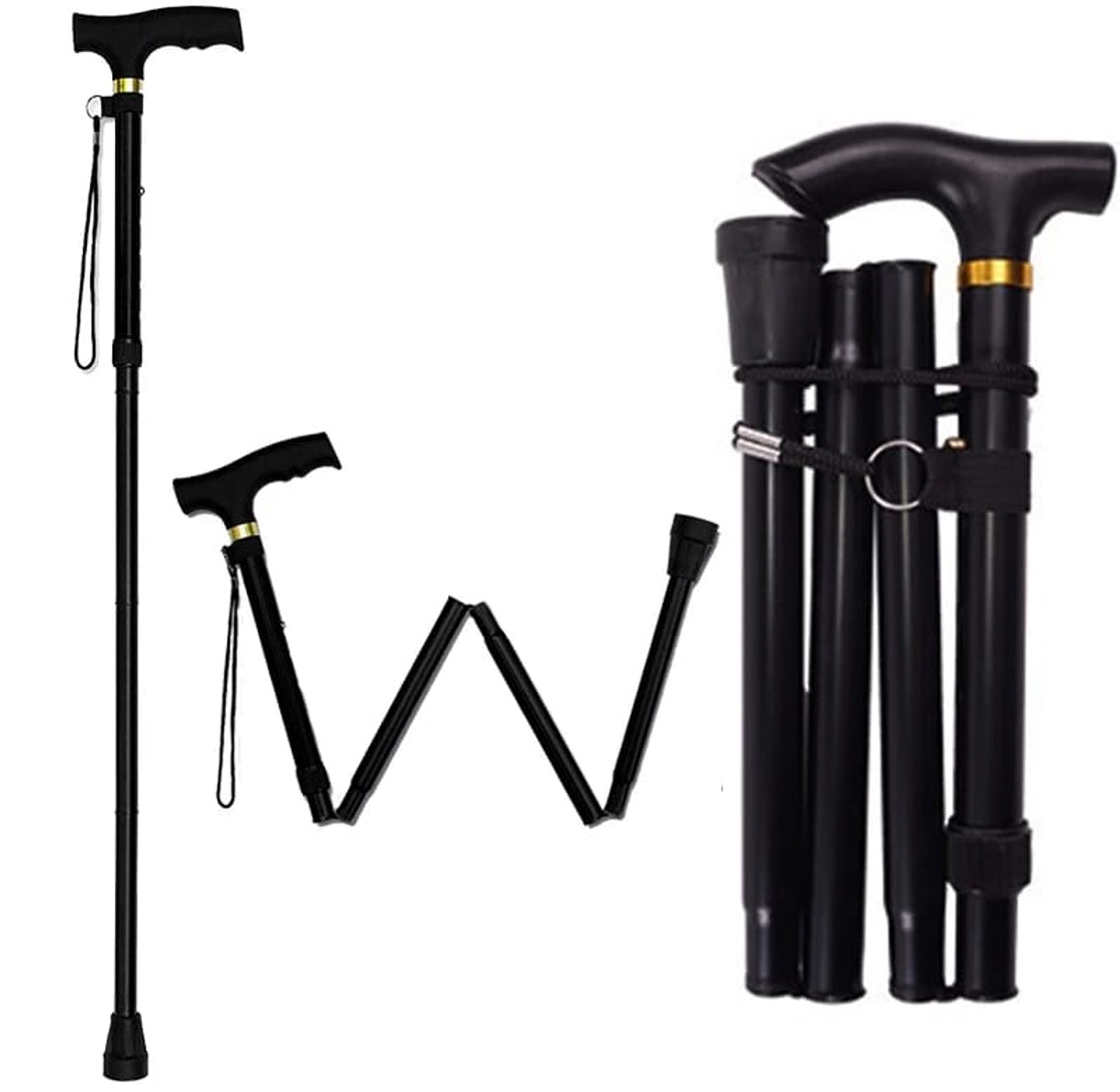 Foldable Walking Stick Easy to fold and carry, ideal for trekking,  elderly, Stretch 83cm-95cm image