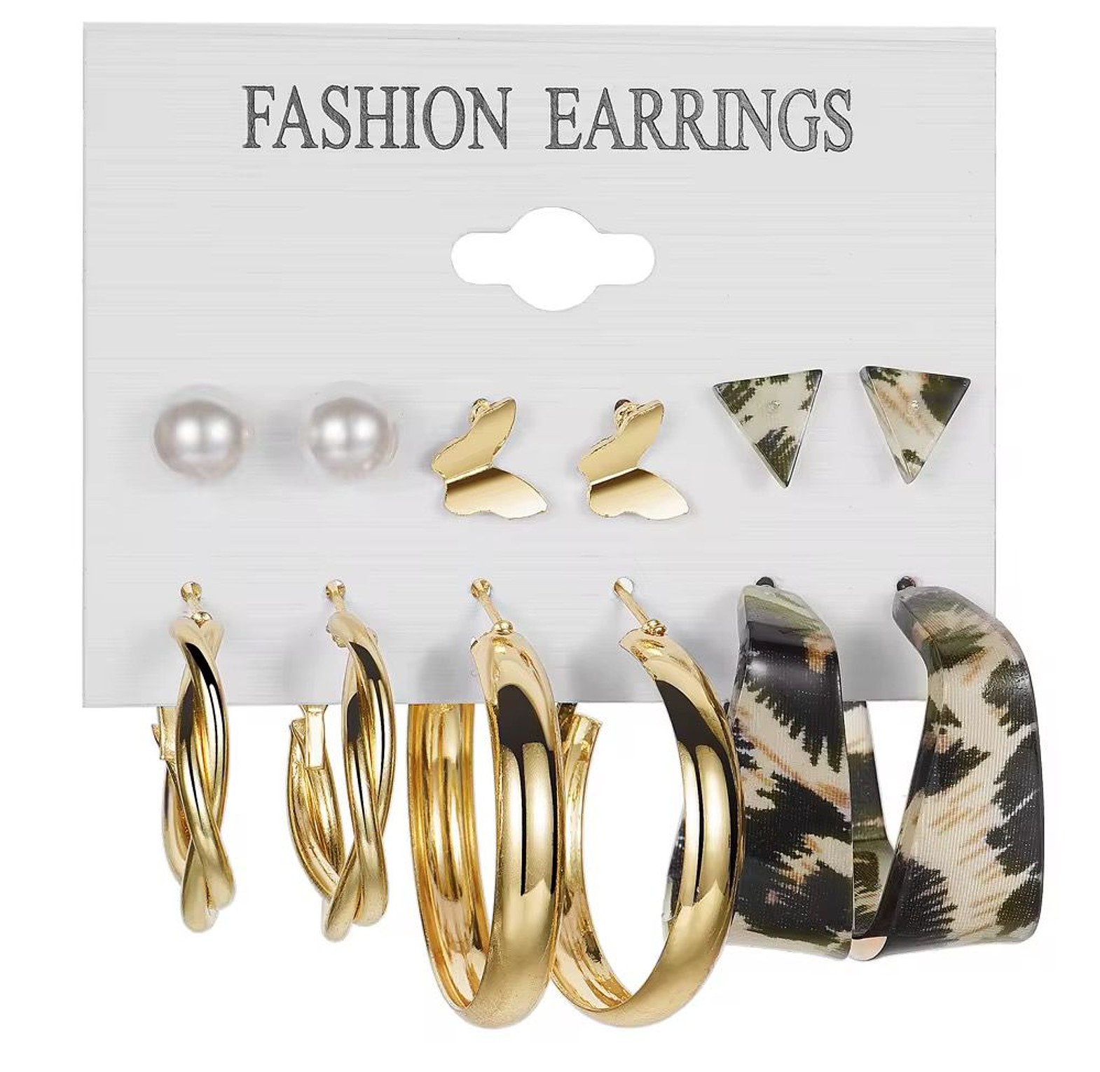 The Mixed Gold-Tone & Print Hoop Earring Collection image