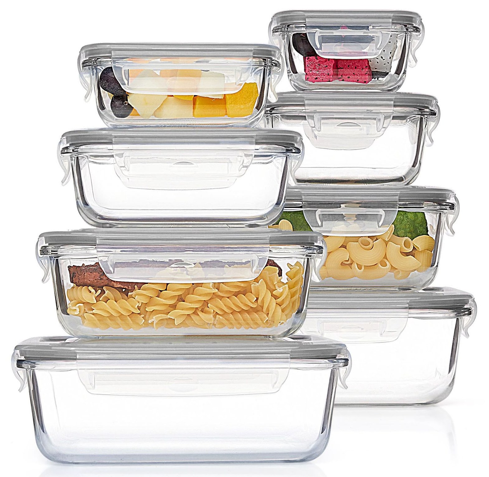 8-Piece Glass Food Storage Containers Set - Airtight Microwave Safe Lunch Box Organizers for Home & Office  image