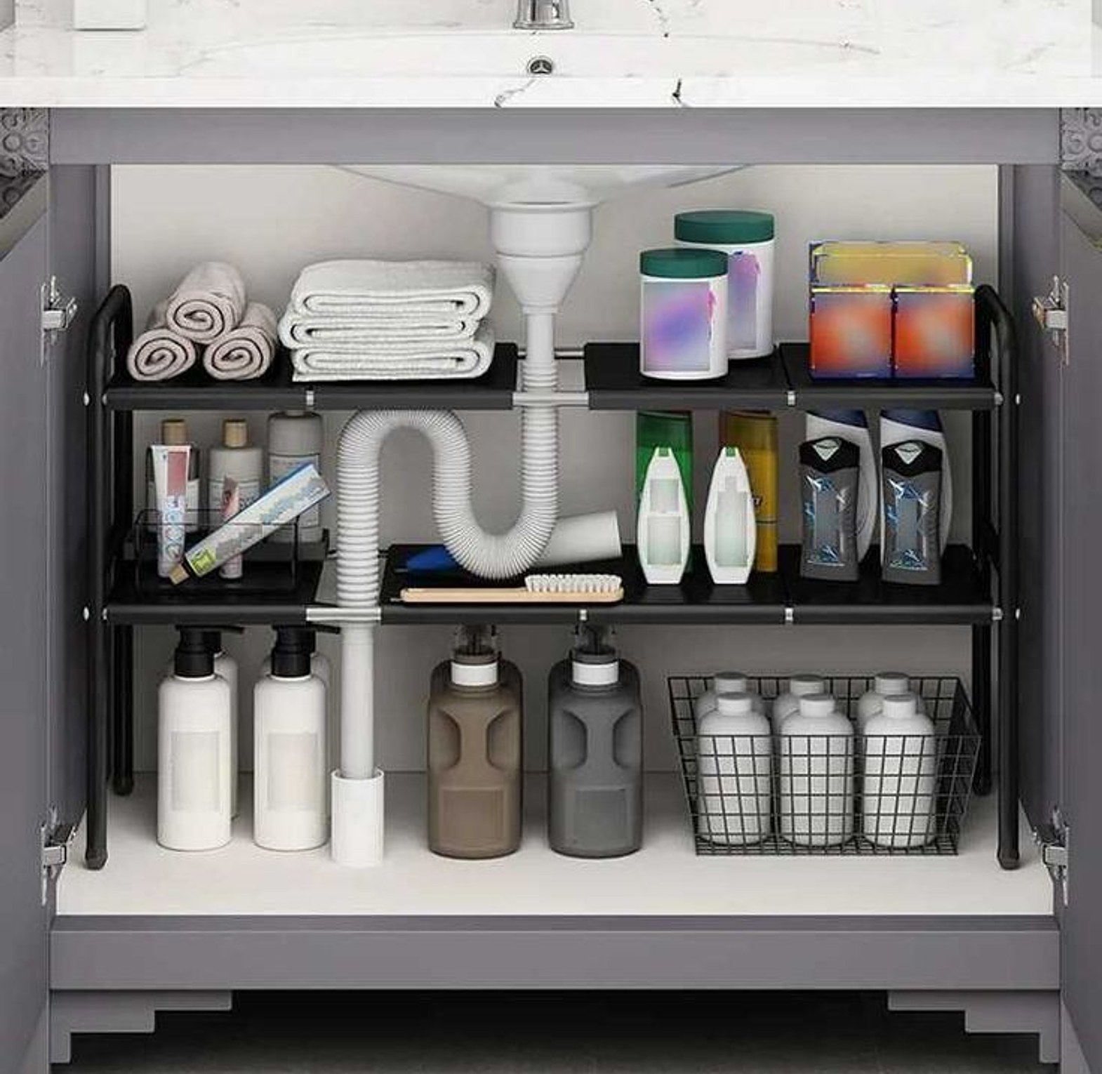 2 Layer Expandable under sink storage rack image