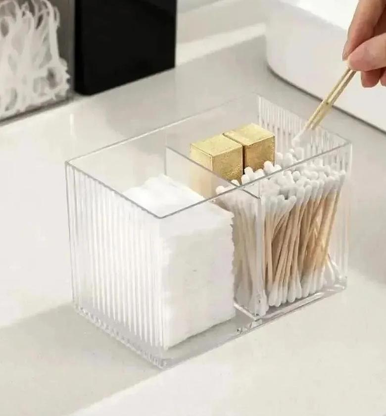 Partitioned Acrylic Earbuds organizer With Bamboo cover image