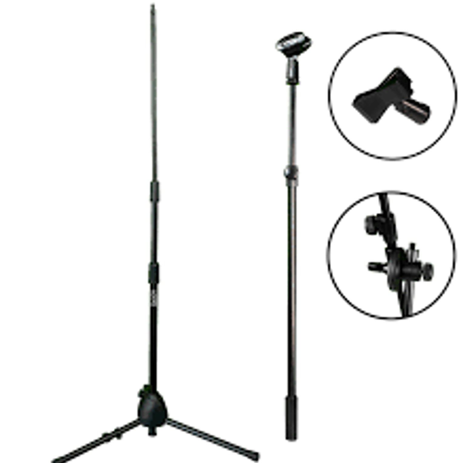  Microphone Floor Stand.  Professional adjustable microphone floor stand designed for use in studios, on stages, and in other settings where hands-free microphone positioning is needed image