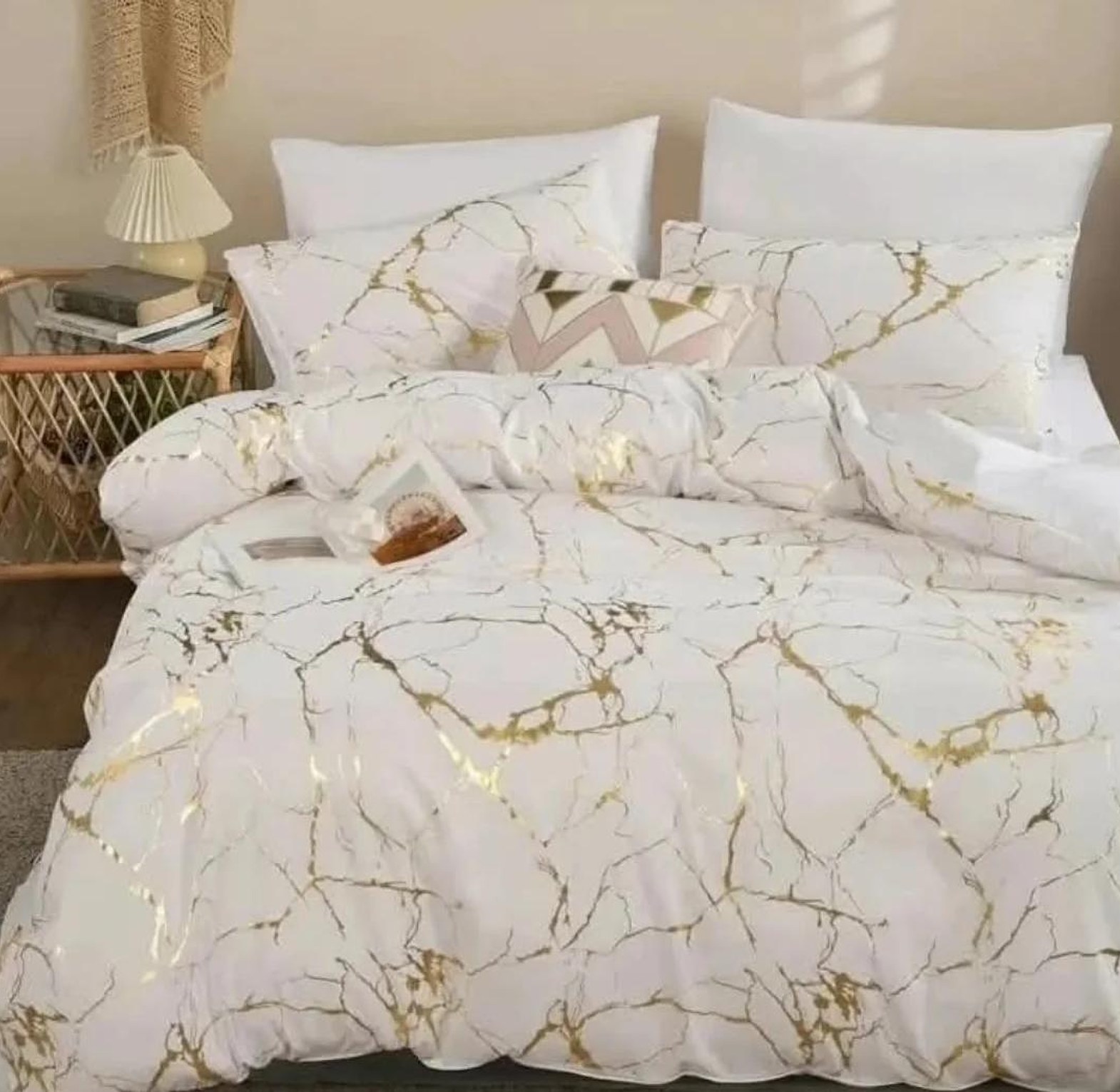 Luxury Gold Marble foil style Duvet cover Set image