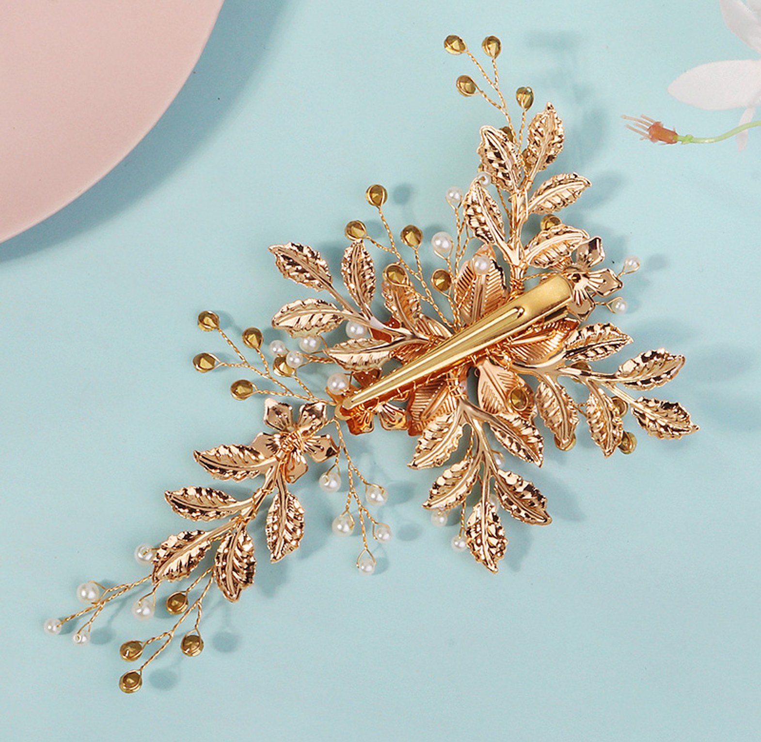 Rose gold bridal hair vine/accessories  image