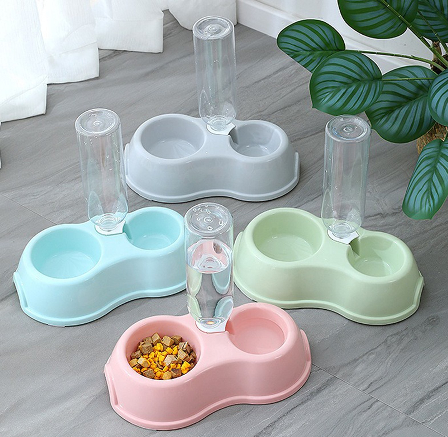 Pet Feeder Bowl With Water Bottle image