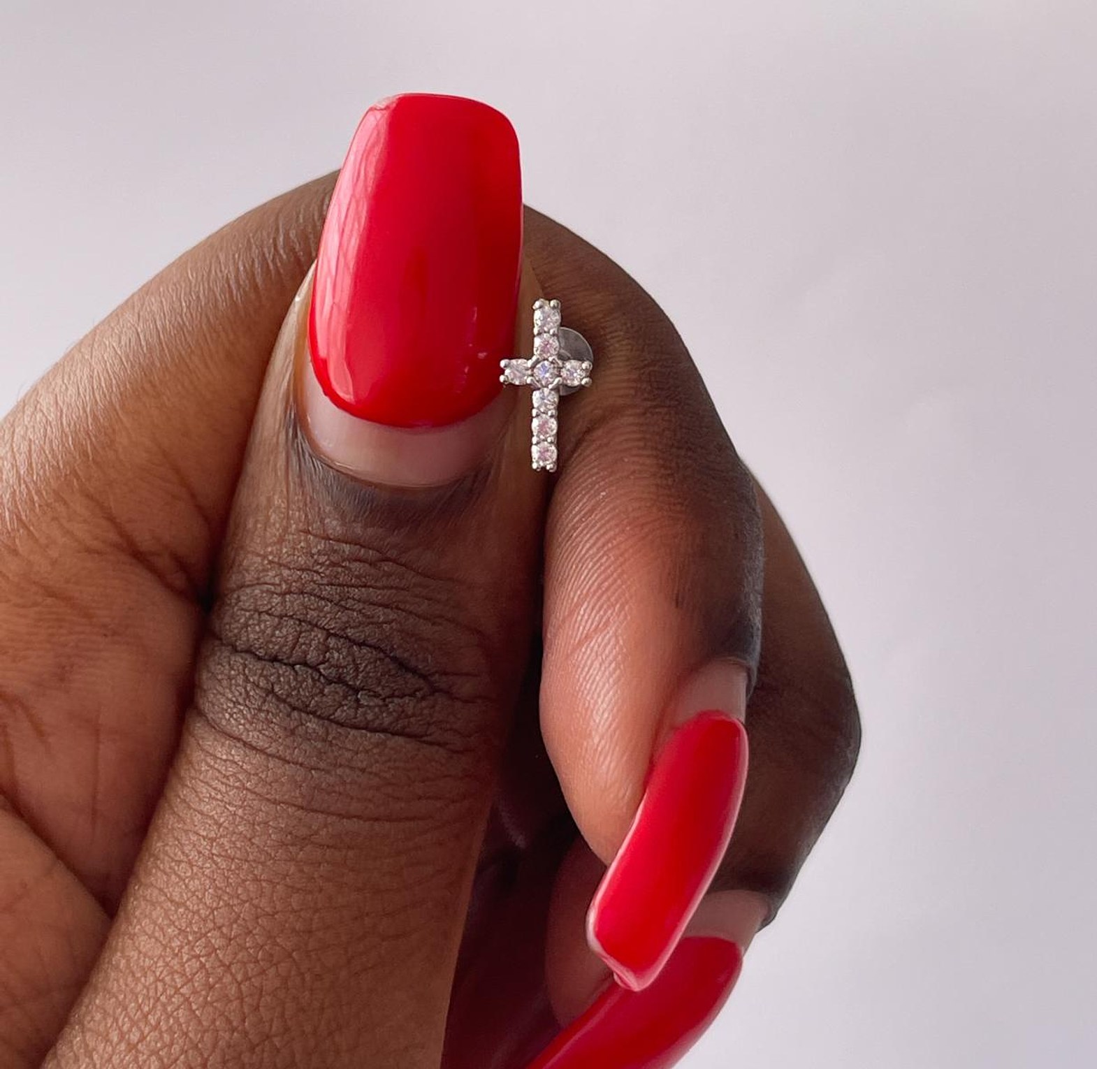 Stainless Steel Pave CZ Cross Stud Earring image