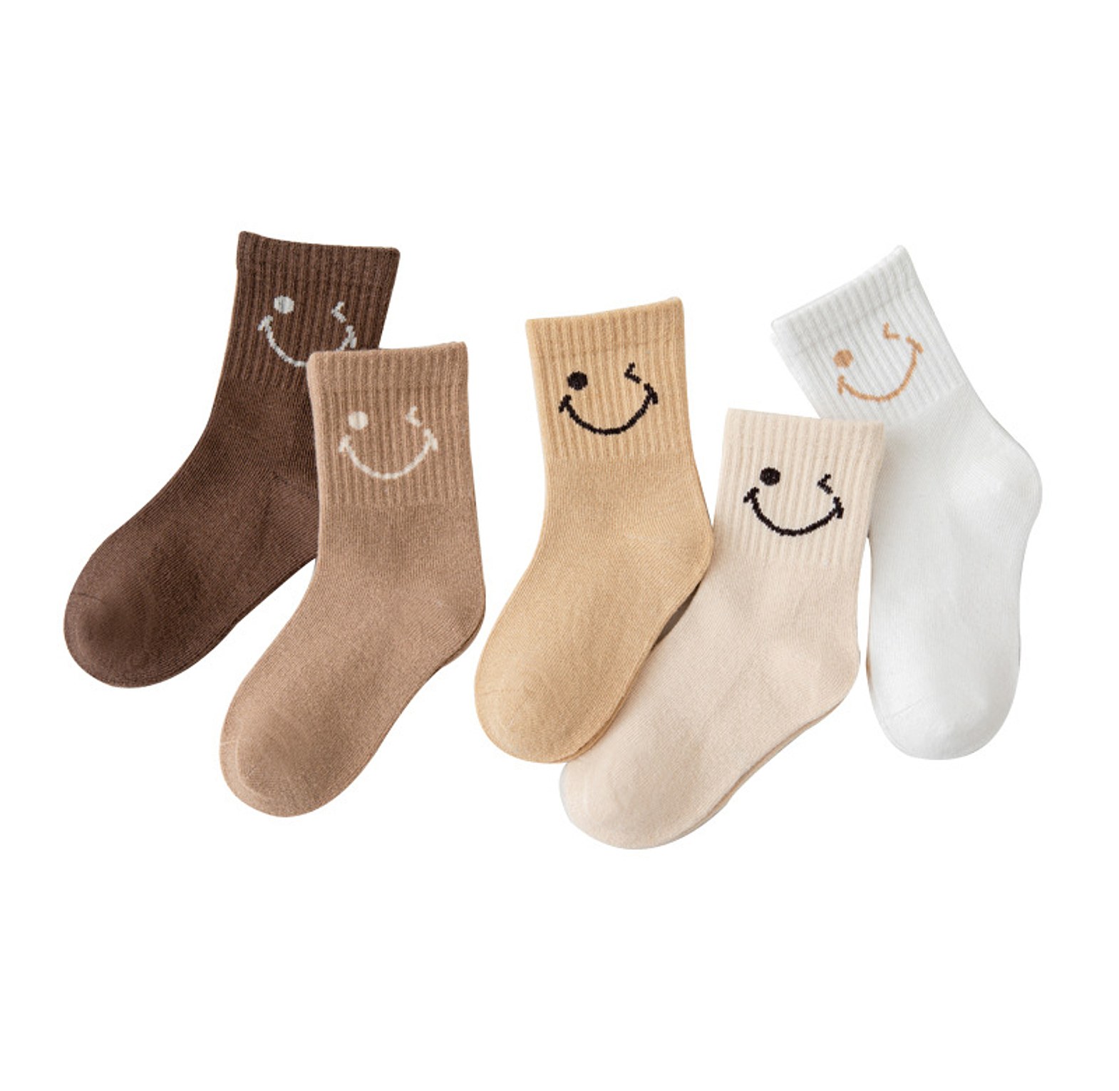 Smiley Cotton Kids Socks – 5 Pair Set image
