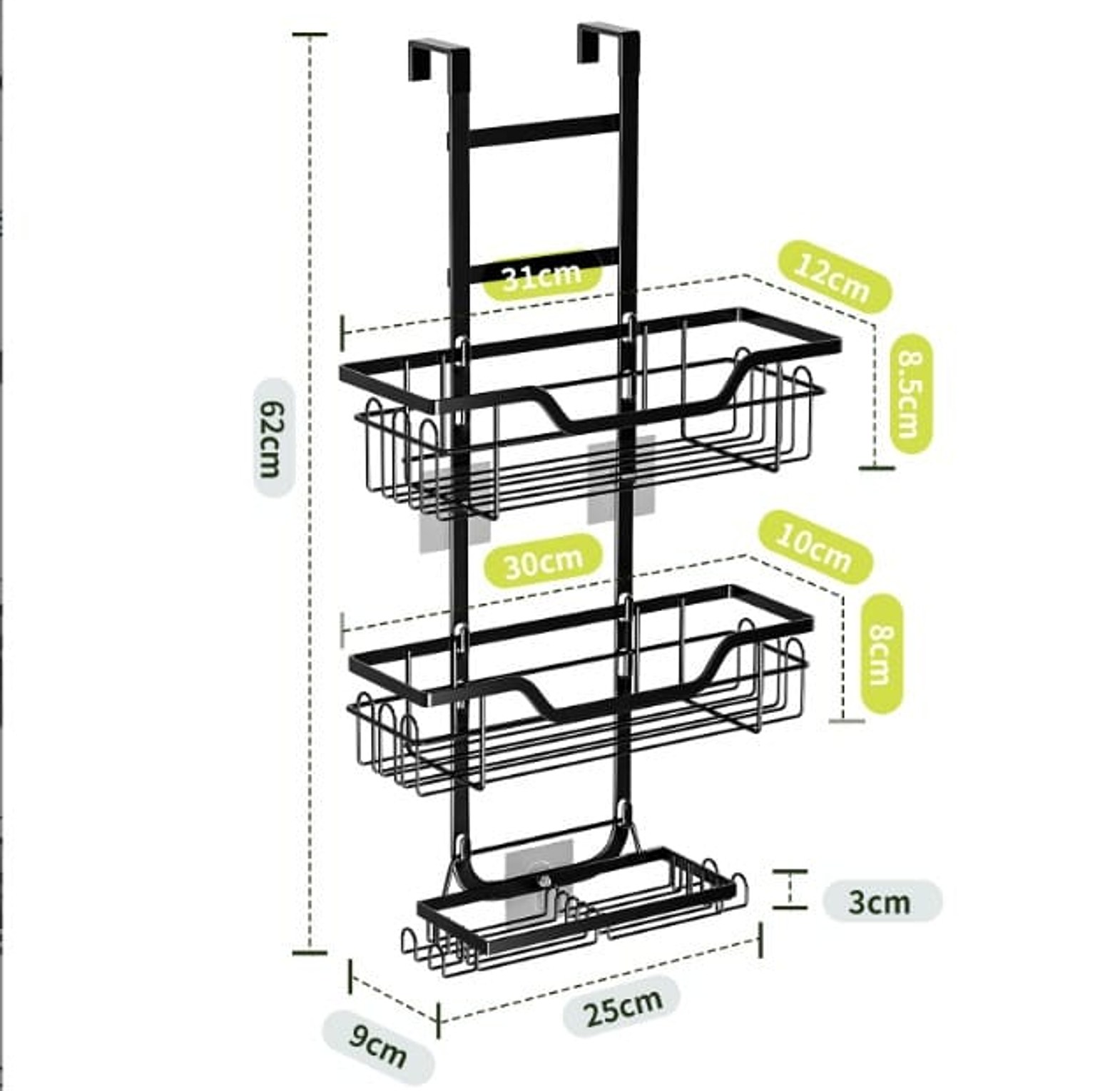 Drill-Free Bathroom Shelf Over Door Hanging Organizer  image